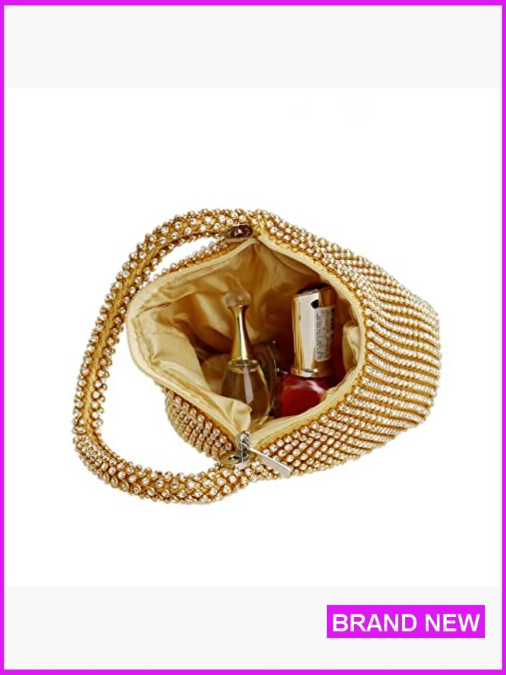 Rhinestone Triangle Wristlet Evening Bag Elegant Glitter Prom Party Purse - Picture 6 of 7